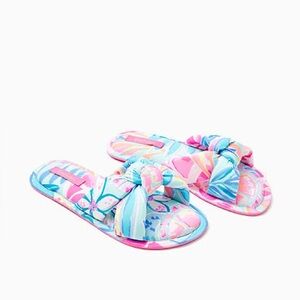 NWT Lilly Pulitzer Sea Glass Aqua Pool Slippers